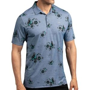 Travis Mathew Speed Runner Polo Floral Casual Knit Pima Size XL Logo